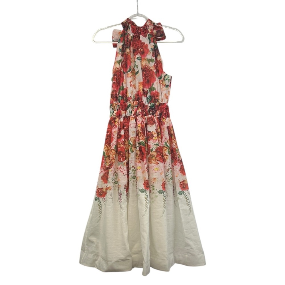 EB Luxe Los Angeles Floral Halter Neck Midi Dress Boho Cottagecore S - Picture 2 of 10